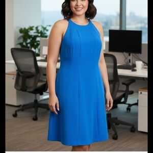 Marc New York Dress Halter A Line Retro Cottage Romantic Blue 12 Office Siren